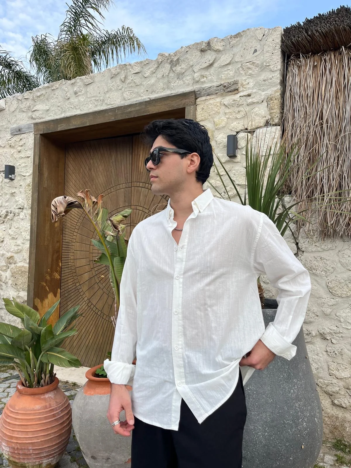 White linen shirt
