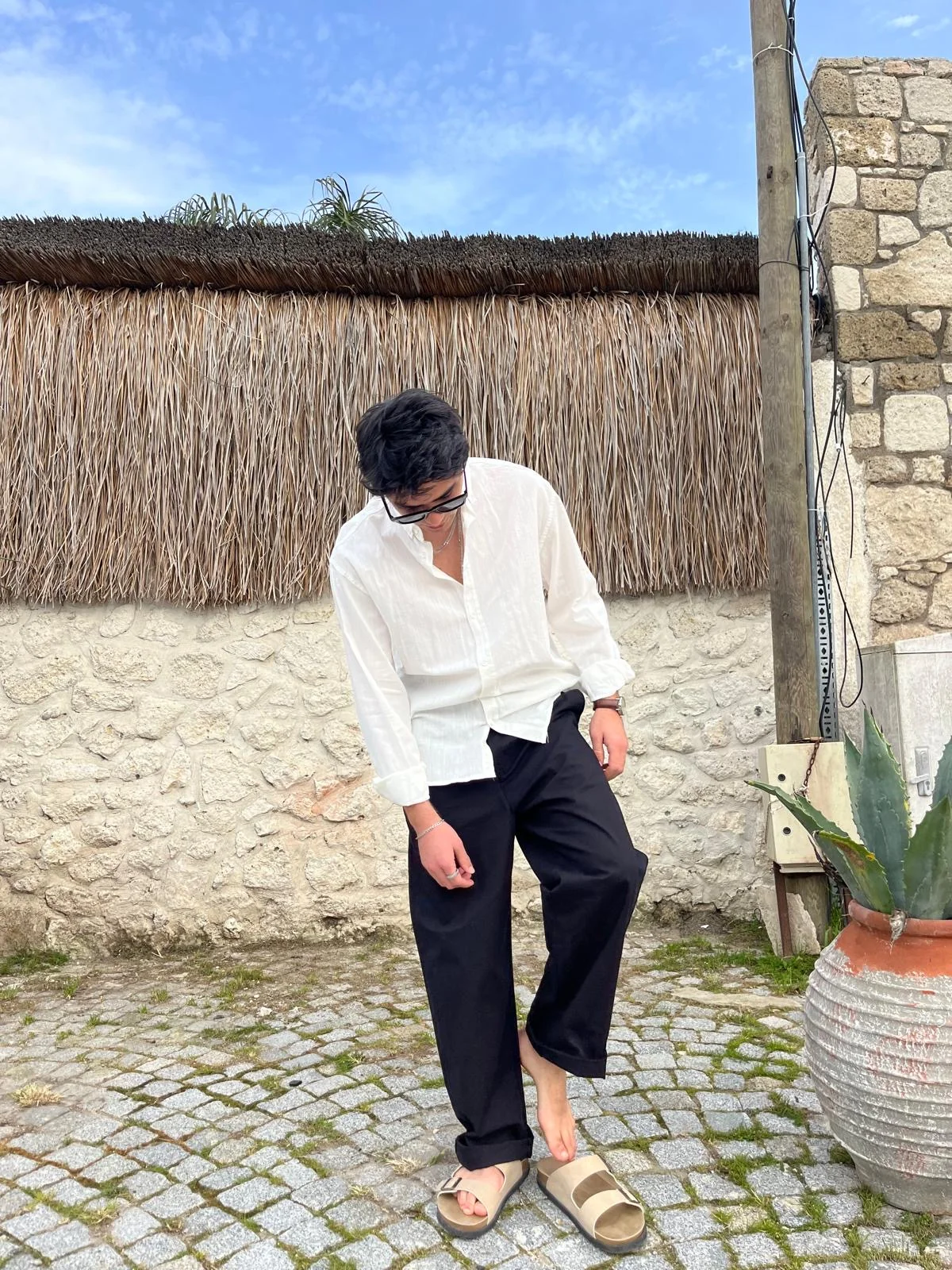 White linen shirt