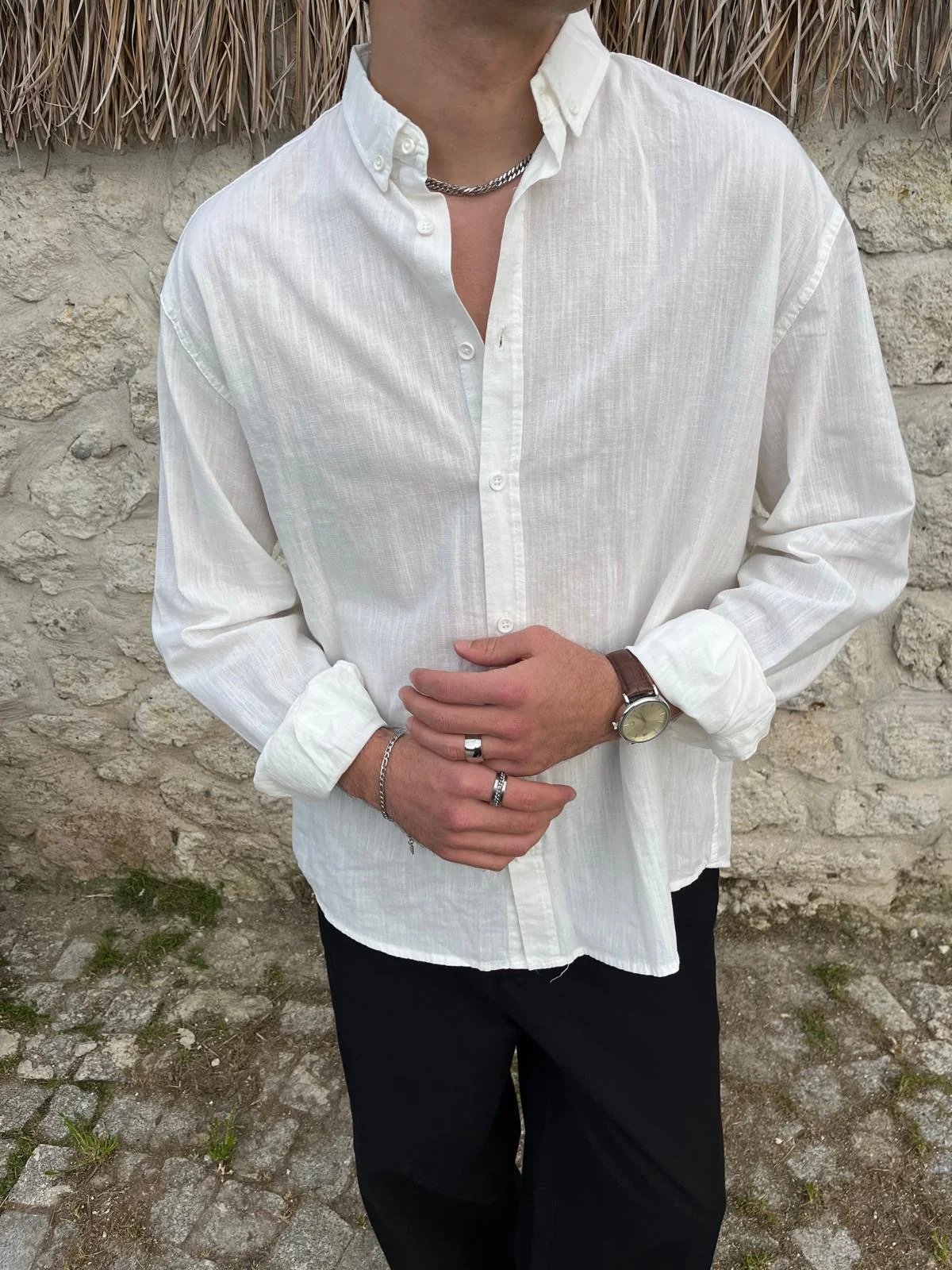 White linen shirt