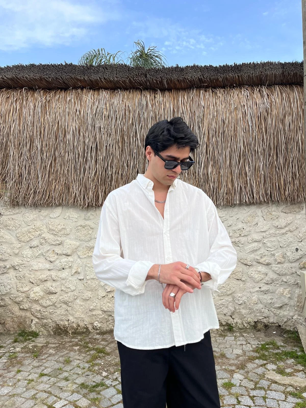 White linen shirt
