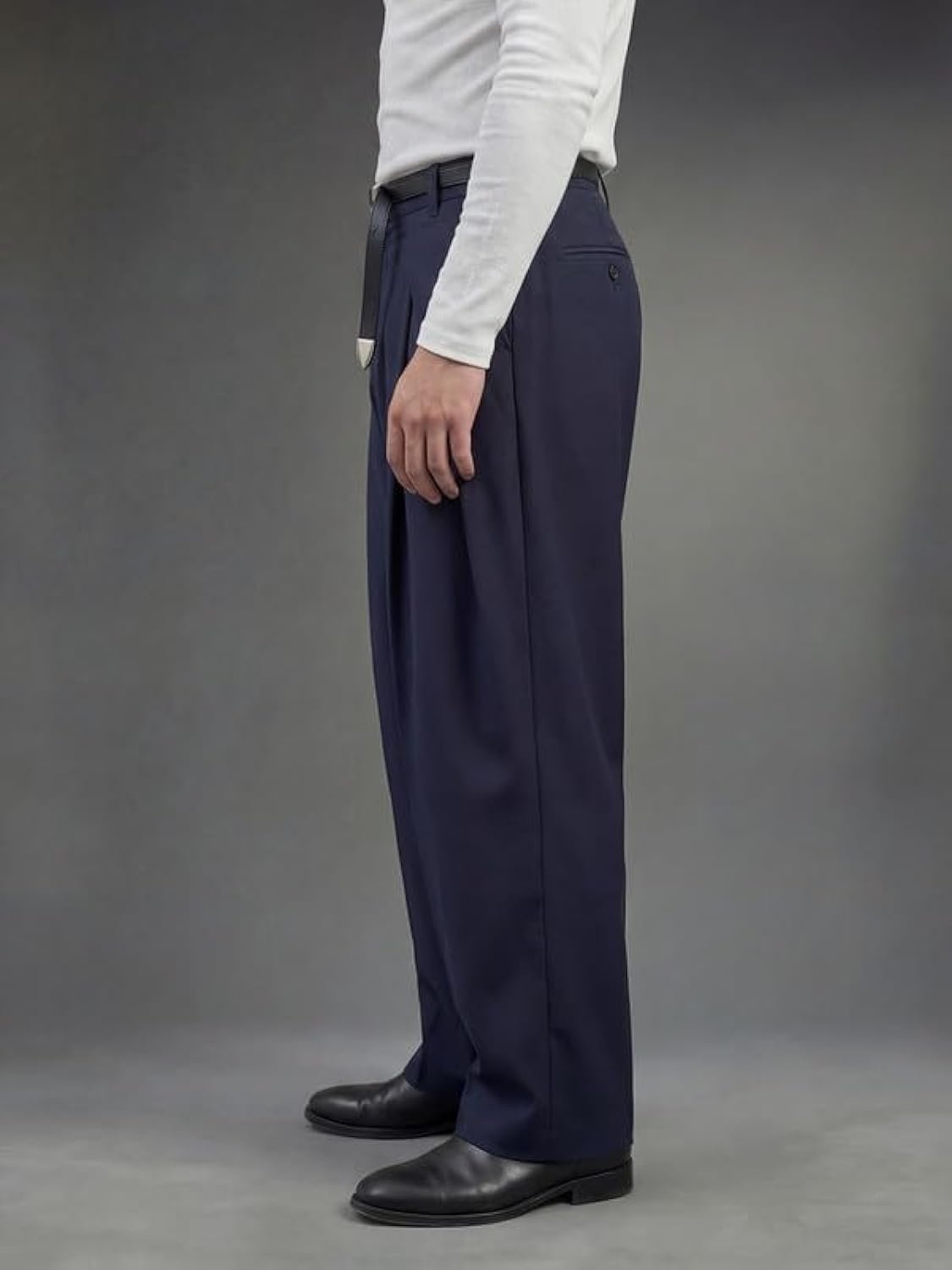 Navy Blue Triangle pleated wide leg pant