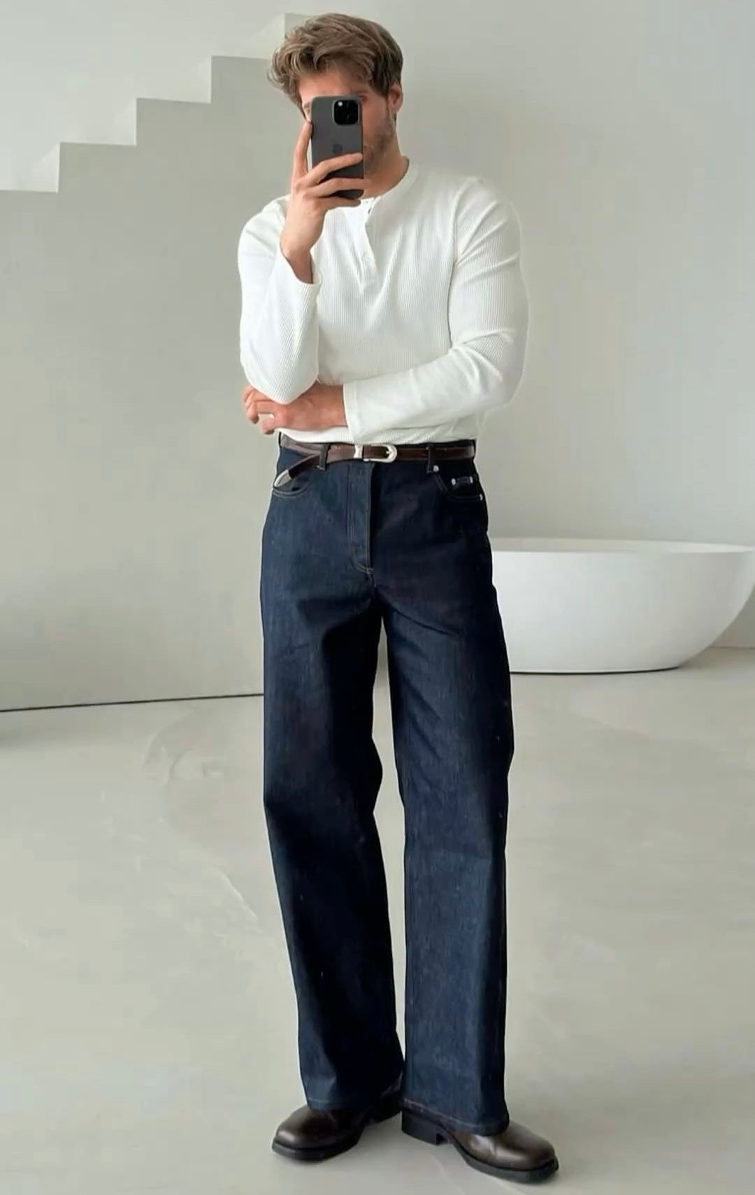 Indigo wide leg jean
