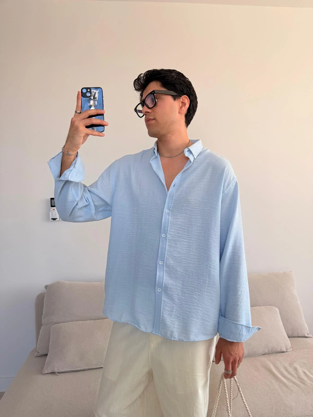Chemise en lin bleu Bebe