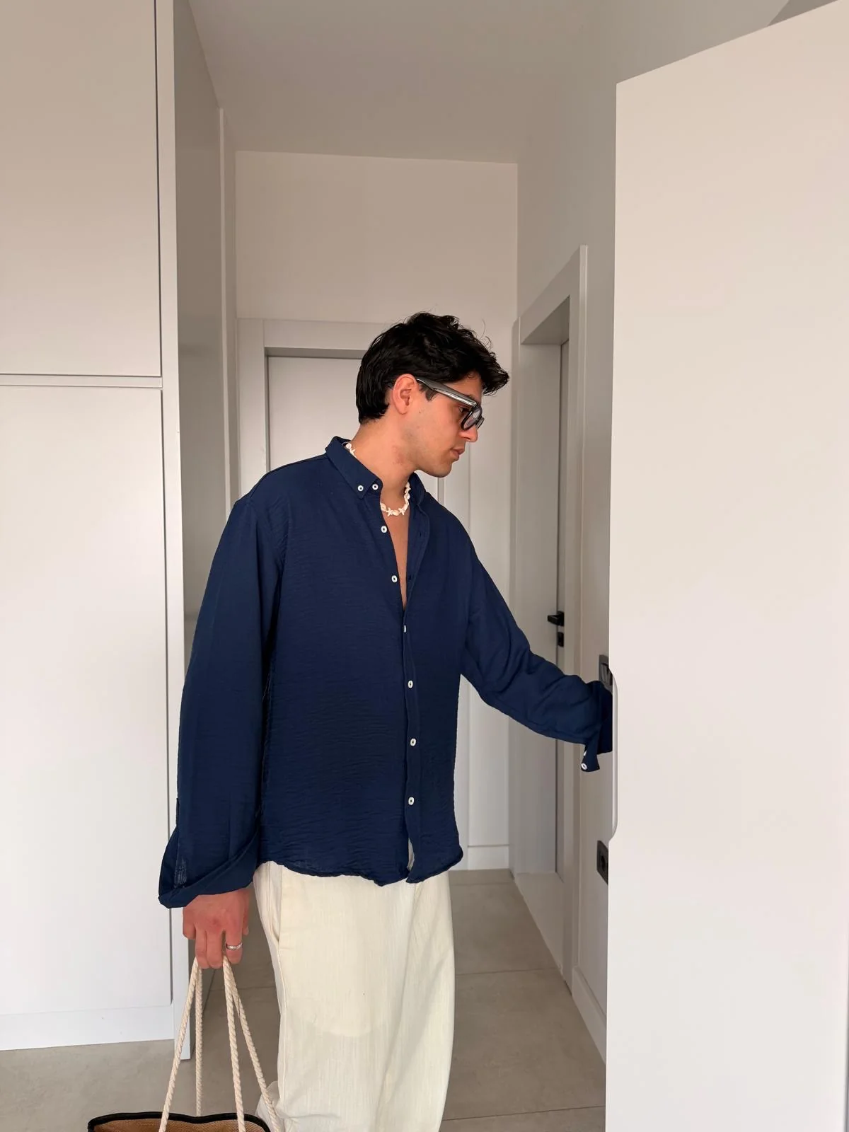 Navy blue linen shirt